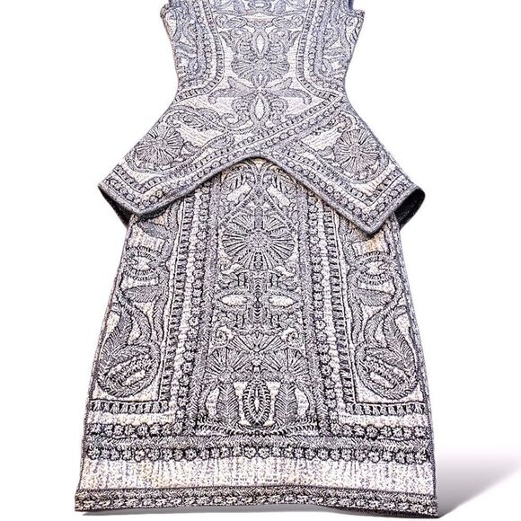 Herve Leger Blue/Violet Staci Floral Jacquard BodyCon Dress |Size: Small| - Picture 7 of 13